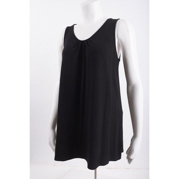 Eileen Fisher Womens Shirt Top Black M Medium Black Rayon Lycra Sleeveless - Picture 3 of 6
